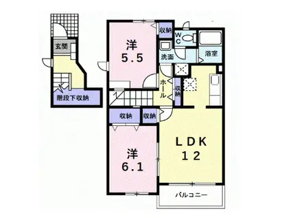 シエブロン I(2LDK/2階)の間取り写真