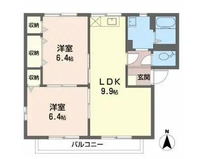 フレグランス上杉 B棟(2LDK/2階)の間取り写真