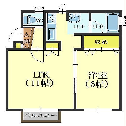 リトルパレット(1LDK/1階)の間取り写真