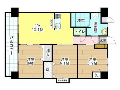 フローラ菜園場(3LDK/8階)の間取り写真