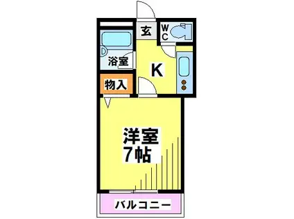 ウエストヴィレッジ14(1K/1階)の間取り写真