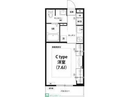 リブリグランポート(1K/1階)の間取り写真