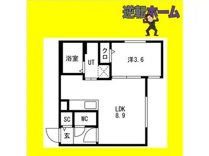 AND-HONDORI(1LDK/3階)の間取り写真