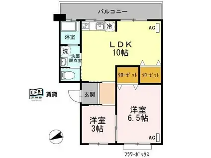 アーバン宮地(2LDK/2階)の間取り写真