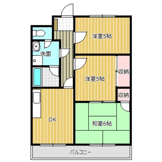 ハピネス西の原(3DK/2階)の間取り写真