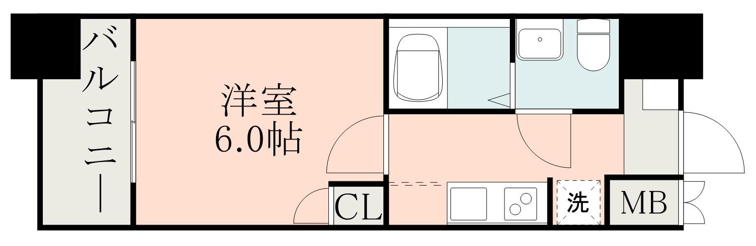 S-RESIDENCE照国ASCENT(1K/5階)の間取り写真