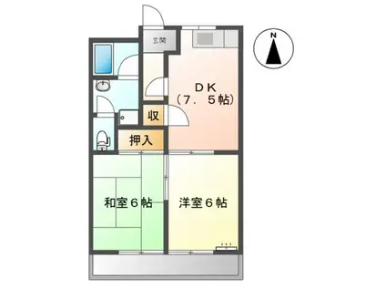リバティハイツ(2DK/2階)の間取り写真