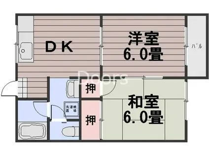 ヴィラ高島(2DK/2階)の間取り写真