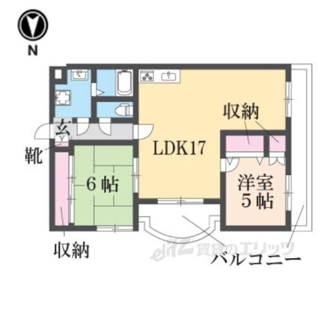 インペリアル東生駒(2LDK/2階)の間取り写真