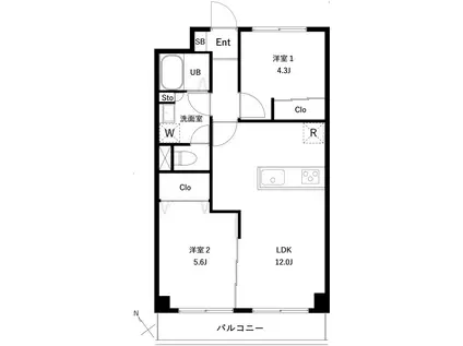 PARK MODERN西葛西(2LDK/7階)の間取り写真