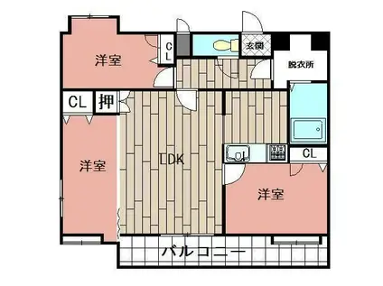 ニューリバー戸畑(3LDK/10階)の間取り写真