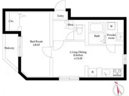 ソレーユ・綾瀬(1LDK/4階)の間取り写真