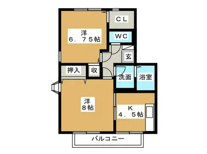 ファミールよこかわB(2K/1階)の間取り写真