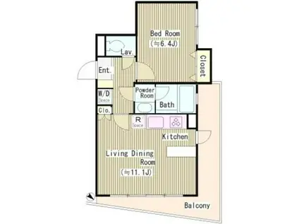 ヨークレジデンス(1LDK/2階)の間取り写真