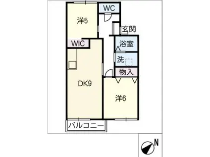 サンヴィラ滝ノ水A棟(2DK/2階)の間取り写真