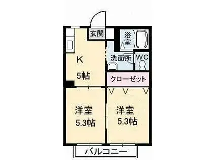 グリーンハイツAYA(2K/2階)の間取り写真