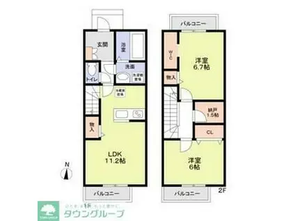 GRACECOURTII(2SLDK/1階)の間取り写真