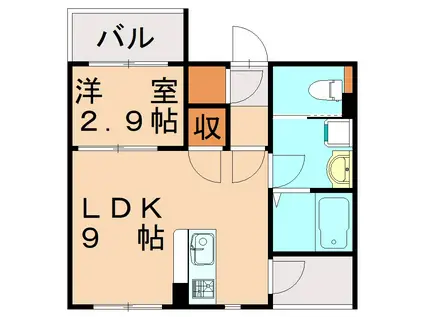 レジデンシャルジェム井尻駅(1LDK/4階)の間取り写真
