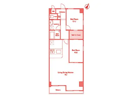 レジェンドスクエア横濱希望ヶ丘II(2LDK/1階)の間取り写真