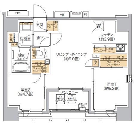 リビオメゾン西麻布(2LDK/11階)の間取り写真