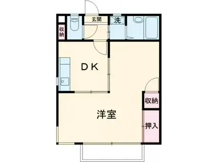 五百渕グリーンガーデンC棟(1DK/2階)の間取り写真