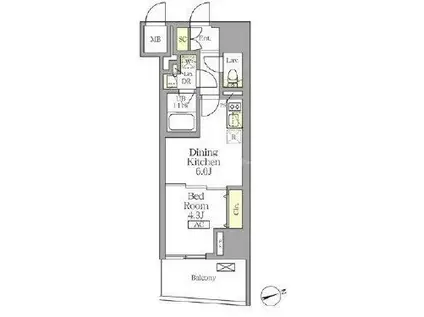 テラス北千住(1DK/15階)の間取り写真