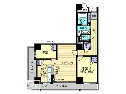フローレンス福山ローズタワー(2LDK/6階)の間取り写真