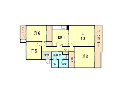 中落合第一四五三号棟(3LDK/5階)の間取り写真