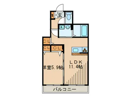 FELISTAS(1LDK/2階)の間取り写真