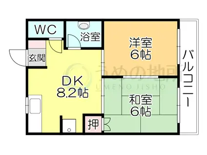 アザレアハイツ蒲池(2DK/2階)の間取り写真