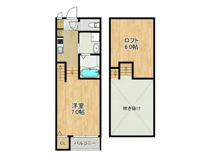 MODERN PALAZZO喜々津SOLEIL(1SK/1階)の間取り写真