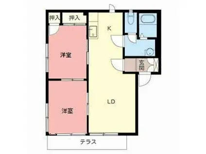 アスターIII(2LDK/1階)の間取り写真