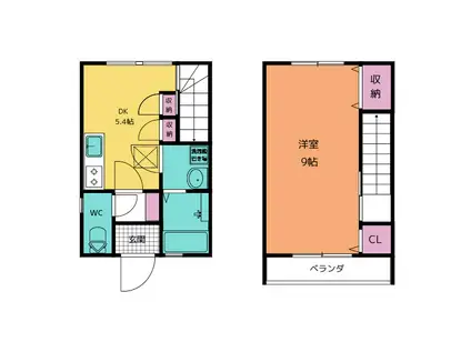 ヒルズ坂本B(1DK/1階)の間取り写真