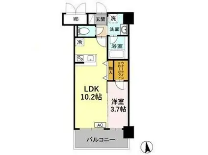 クレール則武(1LDK/4階)の間取り写真