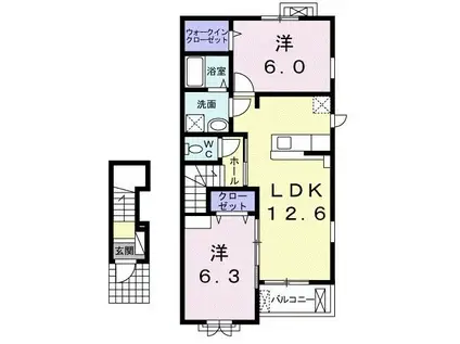 アルベンシス II(2LDK/2階)の間取り写真