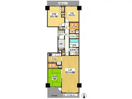 ニューシティ東戸塚クレール丘の街4号棟805(3LDK/8階)の間取り写真