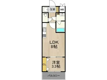 フロンティアタワー九条III(1LDK/8階)の間取り写真