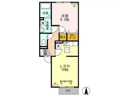 VILLAGEさくら B(1LDK/1階)の間取り写真