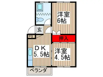 吉野原丸徳マンション(2DK/4階)の間取り写真