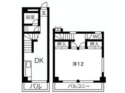 幸栄ハイツ城下(2DK/5階)の間取り写真
