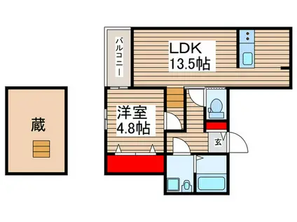 ELEGANTE SRENO(1LDK/1階)の間取り写真