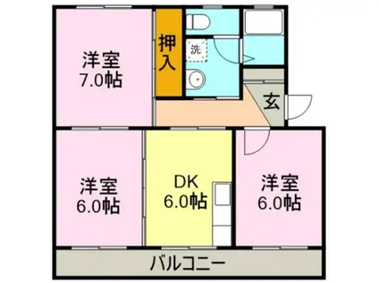 グランドール太田(3DK/2階)の間取り写真