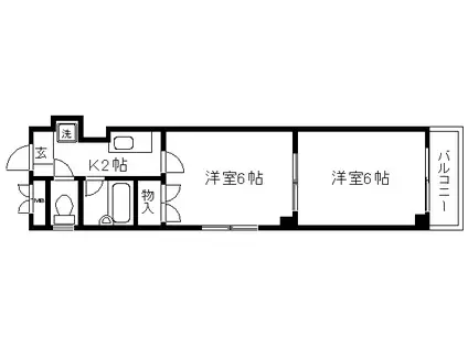 ギャラリーカトビル(2K/5階)の間取り写真