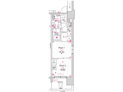 ガーラ・プライム川崎西口(2K/13階)の間取り写真