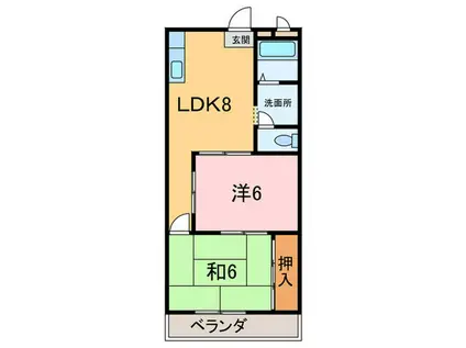 ライフイン宝塚(2LDK/3階)の間取り写真