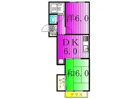 メゾンヤマリII(2DK/2階)の間取り写真
