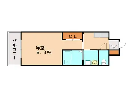 プリーモ天神(1K/3階)の間取り写真