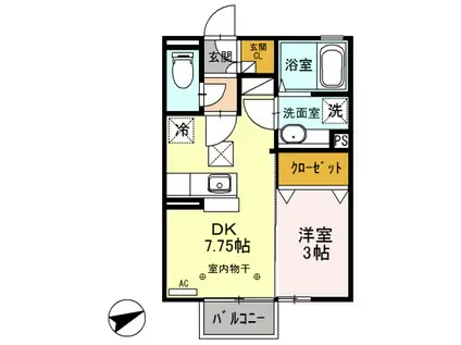D-ROOM グランデ・フォレスタ A101(1DK/1階)の間取り写真