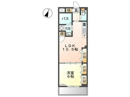 フェリーチェ花原(1LDK/3階)の間取り写真