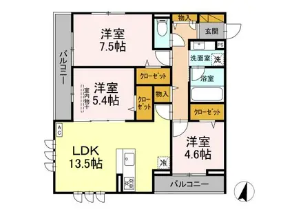 SOLEIL ICHIKAWA(3LDK/2階)の間取り写真